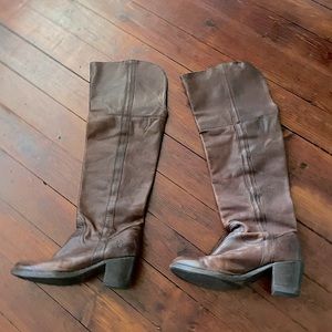 Frye boots brown leather knee high slouchy